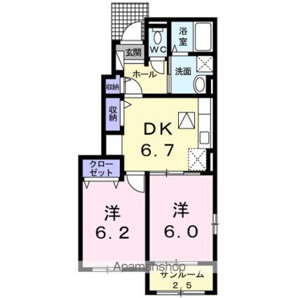ミーオ　ベルカーサ[2DK/50.05m2]の間取図