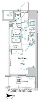 東京都練馬区豊玉上２丁目[1K/21.35m2]の間取図