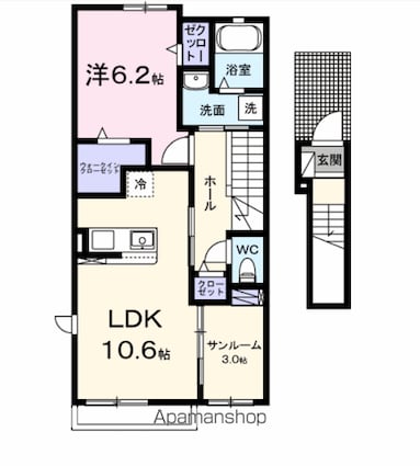 アイランドヒルズ右籾　Ⅱ[1LDK/51.64m2]の間取図