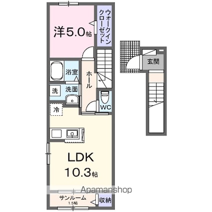ロカリブレス千歳烏山[1LDK/44.32m2]の間取図
