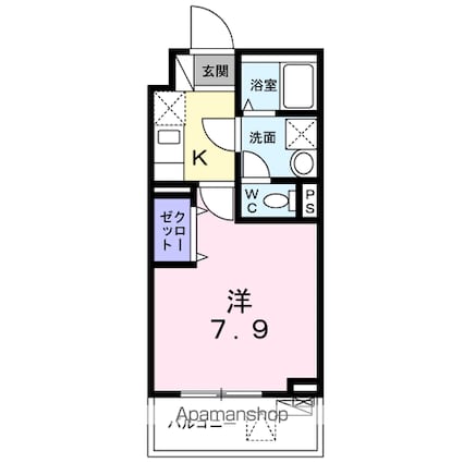 フィーカ蒲田[1K/25.79m2]の間取図