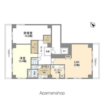 ウェルスクエア中目黒[2LDK/134.43m2]の間取図