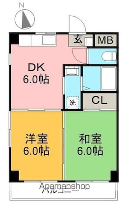 雷門ビル[2DK/41.07m2]の間取図