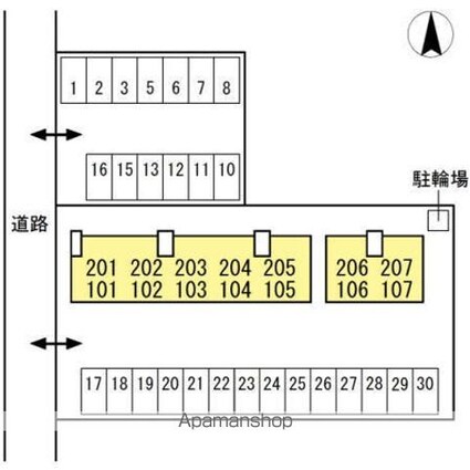 ヴィラセゾン　Ａ棟[2LDK/59.5m2]の配置図