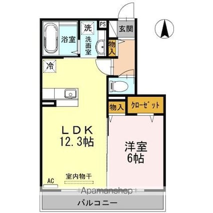 シーク・カシワ[1LDK/43.47m2]の間取図