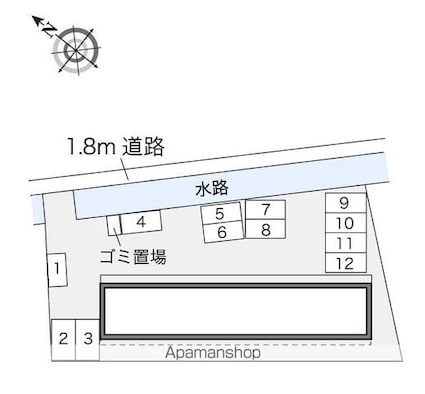 東京都昭島市拝島町５丁目[2DK/46.36m2]の配置図