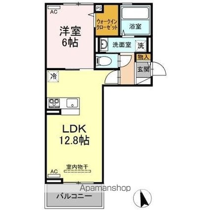 セレーノ南田宮[1LDK/44.71m2]の間取図