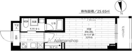 ステージグランデ神楽坂[1K/25.65m2]の間取図
