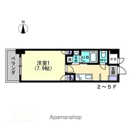 ミモザヒルズ古町[1K/28.2m2]の間取図
