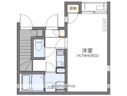 レオネクストワン[1K/25.51m2]の間取図