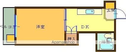 土居ビル[1K/21.53m2]の間取図