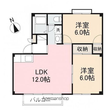 フォブール屋島Ａ[2LDK/52.99m2]の間取図