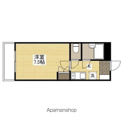 エメローズ中津原[1K/22.5m2]の間取図