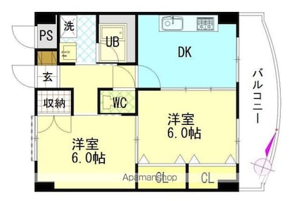 広島県広島市安佐南区西原４丁目[2DK/45.36m2]の間取図