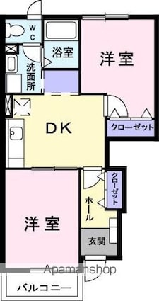 スカイガーデン[2DK/42.77m2]の間取図
