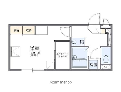 レオパレス木之庄[1K/23.18m2]の間取図