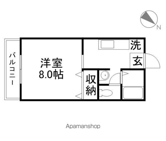 ブルームーン２１[1K/25.6m2]の間取図