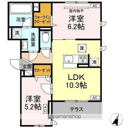 Ｄーアリビオ[2LDK/50.5m2]の間取図