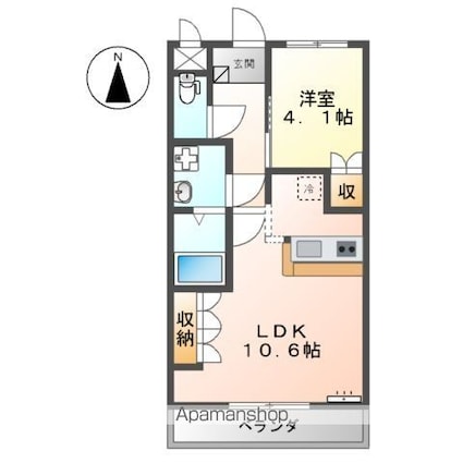 愛媛県四国中央市土居町津根[1LDK/36m2]の間取図
