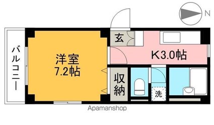 アンシャンテ[1K/25.04m2]の間取図
