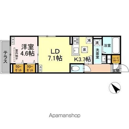 （仮）ＤーＲＯＯＭ白鳥４丁目[1LDK/40.41m2]の間取図