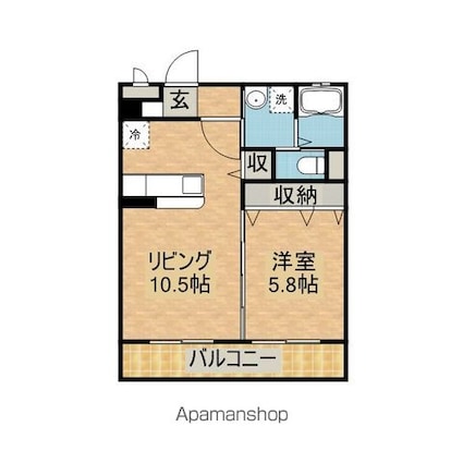 ヒルズ知手[1LDK/40.28m2]の間取図