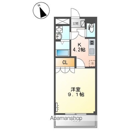 ソレイユ曙[1K/30.96m2]の間取図
