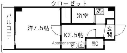 ポーロニア柳原[1K/24.75m2]の間取図