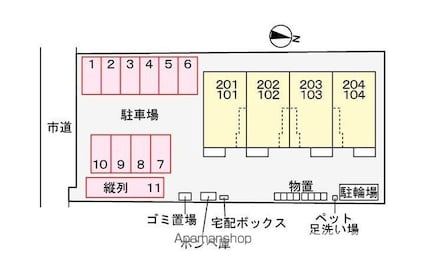 アッファシナンテ　カーサ[1LDK/50.01m2]の配置図