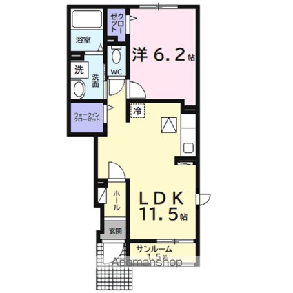 エアリーＢ[1LDK/43.61m2]の間取図