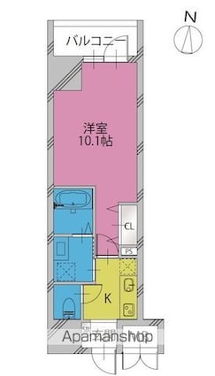 ドミール入谷[1K/30.8m2]の間取図