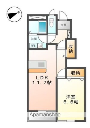 和歌山県和歌山市岩橋[1LDK/44.73m2]の間取図