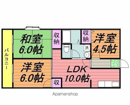 ベル・ビュー松戸[3DK/53.94m2]の間取図