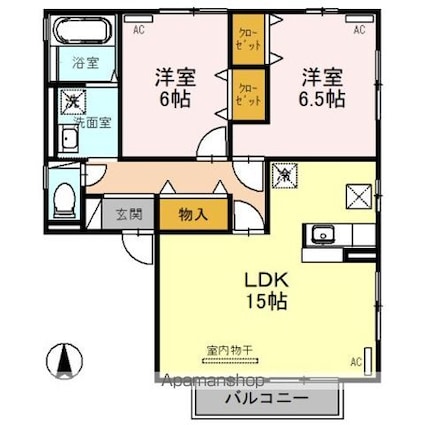 ＥＡＳＴ　ＮＯＮＡＭＩ　拾弐番館[2LDK/65.63m2]の間取図