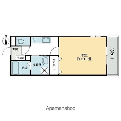 香川県高松市林町[1K/30.96m2]の間取図