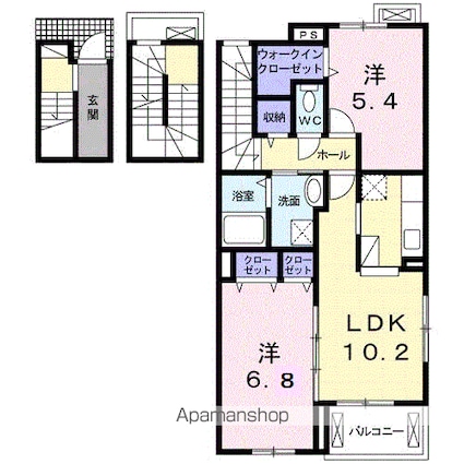 コート・ダジュールＡ[2LDK/64.55m2]の間取図