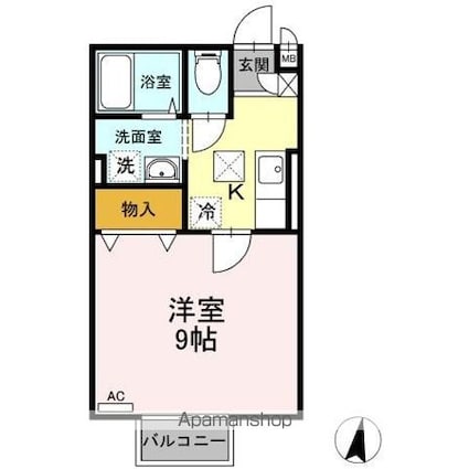 ヴィラージュ輝　Ａ[1K/29.81m2]の間取図