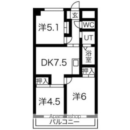 ソレイユフジ[3DK/51.97m2]の間取図