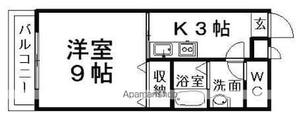 愛媛県松山市柳井町１丁目[1K/28.29m2]の間取図