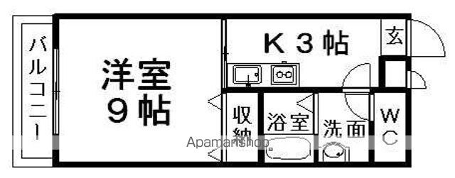 愛媛県松山市柳井町１丁目[1K/28.29m2]の間取図