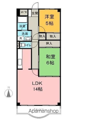 並柳ハイツ[2LDK/66.08m2]の間取図
