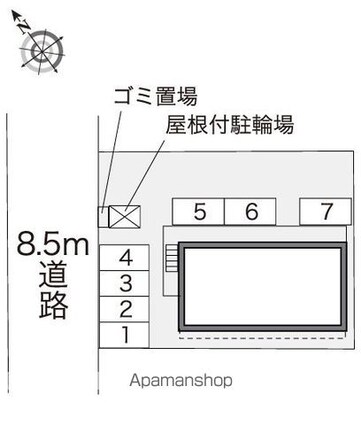 レオパレスたまゆら[1K/22.35m2]の配置図