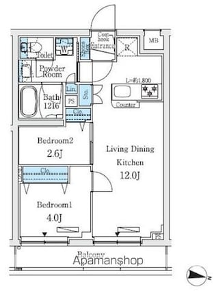 プライムブリス中野富士見町Ⅰ[2LDK/41.17m2]の間取図