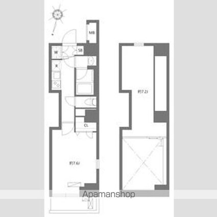 シーネクス三軒茶屋[1K/26.51m2]の間取図