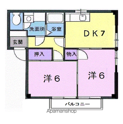 広島県府中市父石町[2DK/47.55m2]の間取図