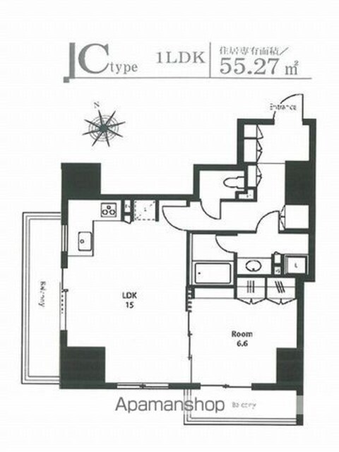 ステイシス町屋[1LDK/55.27m2]の間取図