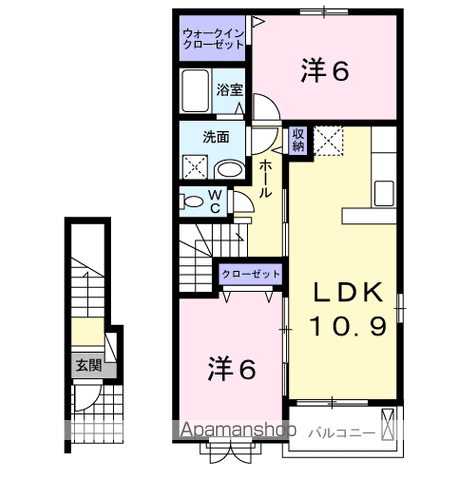 潮来市日の出のアパートの間取り