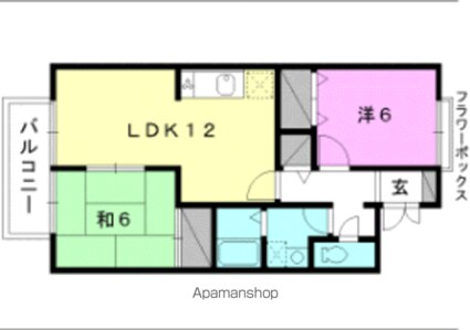 メルヴェーユ・シェソワ　Ｂ棟[2LDK/56.96m2]の間取図