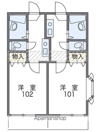 レインボー引野町[1K/18.27m2]の間取図