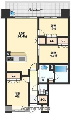 シャリエ野洲アクアガーデン[3LDK/66.01m2]の間取図